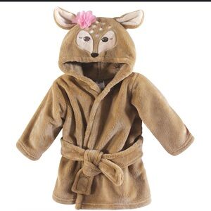Hudson Baby Plush Animal Face Bathrobe, Fawn